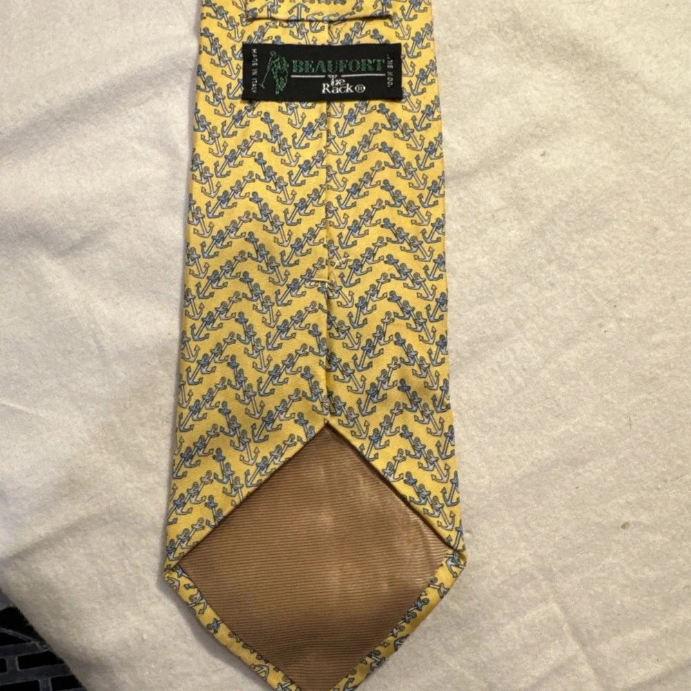 Beaufort Tie Rack Boat Anchor Pattern‎ 100% Silk Necktie Handmade In Italy